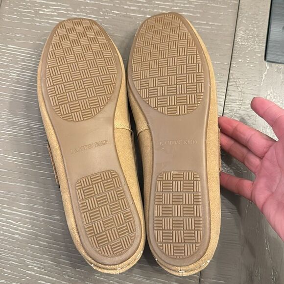Lands’ End Women’s Size 11 Tan Natural Suede Leather Moccasins Slip On Shoes New - Picture 8 of 12